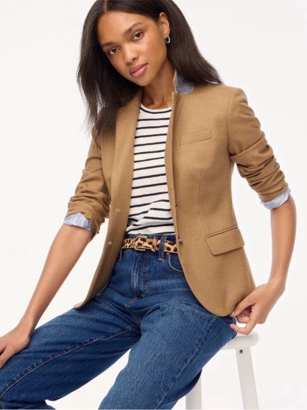 J. Crew Original Schoolboy Wool Blazer Jacket in Camel Brown, Size 4
